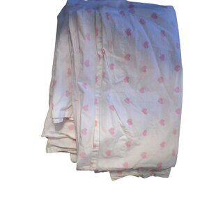 Pottery Barn Kids Full FLAT SHEET ONLY Organic Cotton white pink hearts fabirc